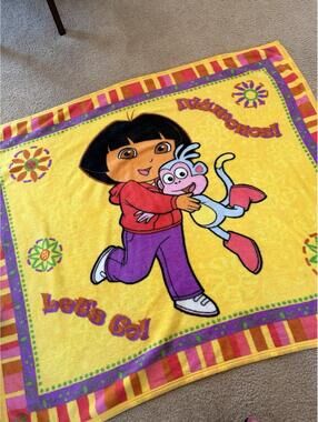 Vintage Dora the Explorer Snap Fleece Blanket Wrap Girl Kid Throw Boots Vamonos